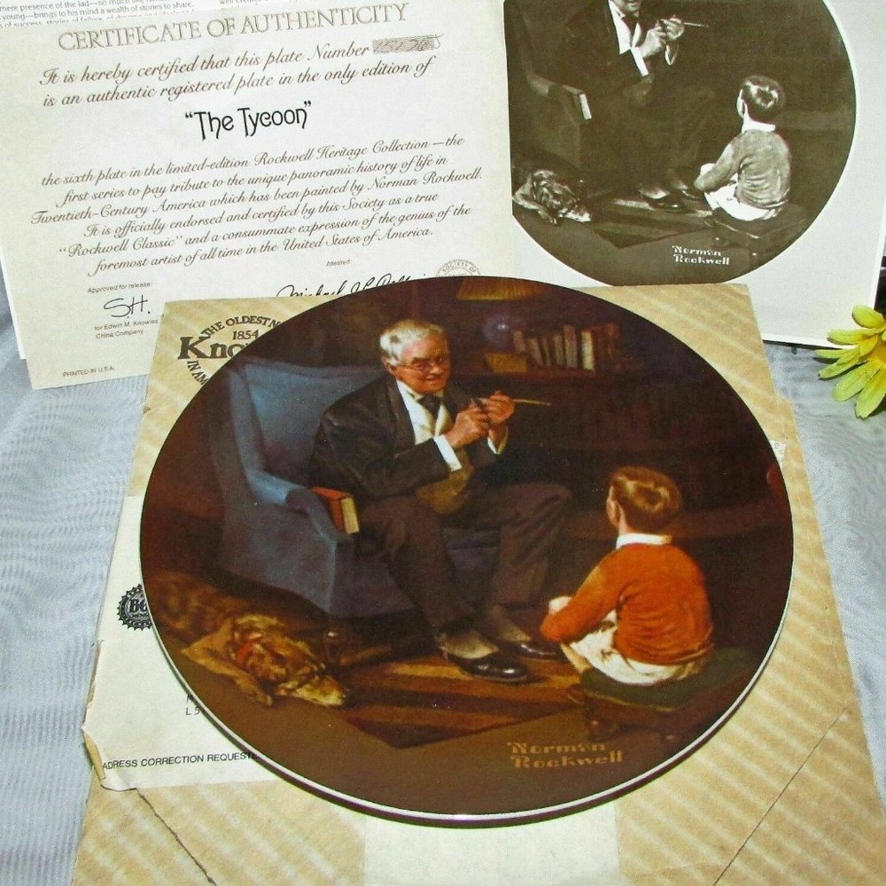 NORMAN ROCKWELL THE TYCOON Vintage Collector Display Plate Wall Decor Art